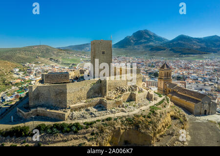 Alcaudete château vue panoramique vue aérienne en Andalousie Espagne Banque D'Images