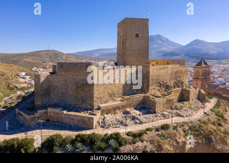 Alcaudete château vue panoramique vue aérienne en Andalousie Espagne Banque D'Images