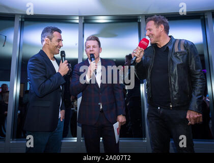 Erol Sander, Axel Kahn und Ralf Moeller beim Pixx Lounge Event in den Sky Lounge Studios von radio antenne Frankfurt in den City Gates. Francfort, 12. Banque D'Images