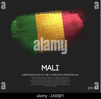 Mali Drapeau effectué de scintiller vecteur peinture pinceau Illustration de Vecteur