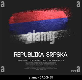 Republika Srpska Drapeau effectué de scintiller vecteur peinture pinceau Illustration de Vecteur