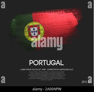 Portugal Drapeau effectué de scintiller vecteur peinture pinceau Illustration de Vecteur