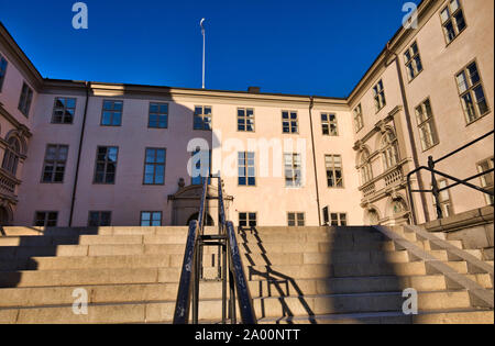 Palais Wrangel (Wrangelska Palatset) au lever du soleil, Riddarholmen, Stockholm, Suède Banque D'Images