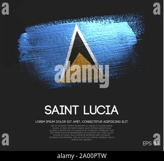 Saint Lucia Drapeau effectué de scintiller vecteur peinture pinceau Illustration de Vecteur