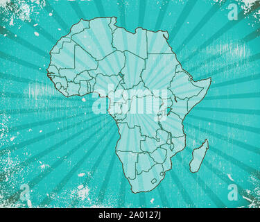 Carte de l'Afrique sur fond de béton, texture, image floue, sale Banque D'Images