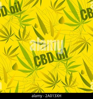 Avec un modèle homogène de feuilles de chanvre. Illustration vectorielle Stock. Illustration de Vecteur