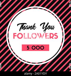 Merci 5000 partisans. Carte pour les médias sociaux Illustration de Vecteur