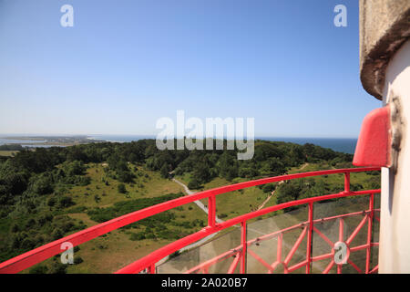 Vue du phare sur l'île de Hiddensee, Dornbusch, mer Baltique, Mecklembourg Poméranie occidentale, l'Allemagne, de l'Europe Banque D'Images