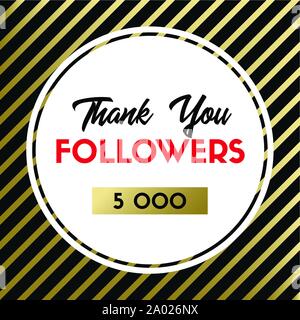 Merci 5000 partisans. Carte pour les médias sociaux Illustration de Vecteur