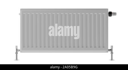 Thermostat de radiateur avec découpe isolées contre l'arrière-plan blanc. L'installation de chauffage central. 3d illustration Banque D'Images