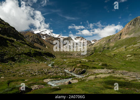 Martell vallée en Tyrol du Sud (Italie) lors d'une journée ensoleillée en été, Monte Cevedale Banque D'Images