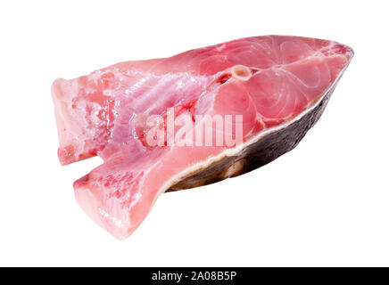 Steak de poisson carpe isolé sur fond blanc Banque D'Images