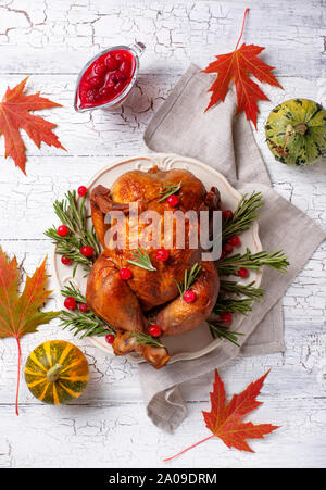 La dinde ou le poulet au four pour les vacances Banque D'Images