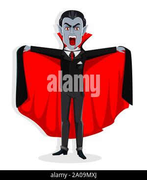 Happy Halloween. Beau vampire personnage au cap rend effrayant visage. Vector illustration sur fond blanc Illustration de Vecteur