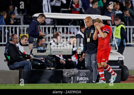 BELGRADE, 19-09-2019 , Partizan Stadium, Europa League Football la saison 2019 / 2020. Jonas Svensson AZ player déprimés pendant le match Partizan Belgrade - AZ. Banque D'Images