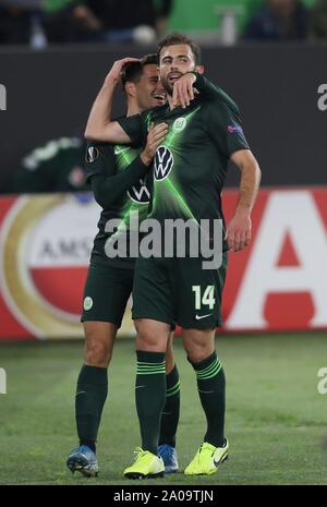 Wolfsburg, Allemagne. 19 Sep, 2019. firo : 19.09.2019, football, l'UEFA Europa League, saison 2019/2020, EL, VfL Wolfsburg - PFK Oleksandrija jubilation à 2 : 0, à l'utilisation | MEHMEDI Crédit dans le monde entier : dpa/Alamy Live News Banque D'Images