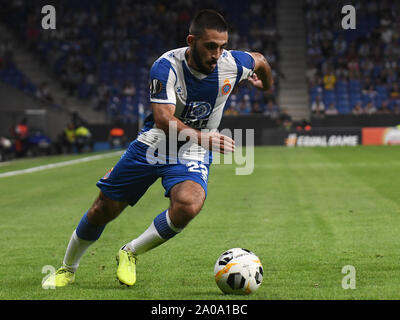 Barcelone, Espagne. 19 Sep, 2019. Matias Vargas de RCD Espanyol pendant le match RCD Espanyol v Ferencvaros TC, de l'UEFA Europa League, groupe étape. RCDE Stadium. Barcelone, Espagne, 19 Sep 2019. Credit : PRESSINPHOTO/Alamy Live News Banque D'Images
