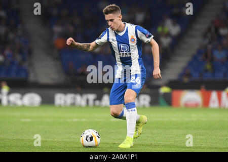 Barcelone, Espagne. 19 Sep, 2019. Pol Lozano de RCD Espanyol pendant le match RCD Espanyol v Ferencvaros TC, de l'UEFA Europa League, groupe étape. RCDE Stadium. Barcelone, Espagne, 19 Sep 2019. Credit : PRESSINPHOTO/Alamy Live News Banque D'Images