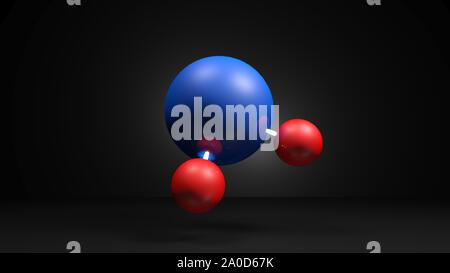 H2O molécule modèle sur fond noir - le rendu 3D illustration Banque D'Images