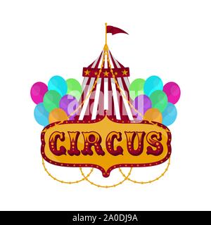 Tente de cirque isolé avec des ballons et du texte - Vector illustration Illustration de Vecteur