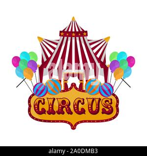 Tente de cirque isolé avec des ballons et du texte - Vector illustration Illustration de Vecteur