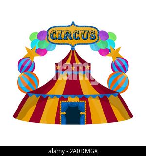 Tente de cirque isolé avec des ballons et du texte - Vector illustration Illustration de Vecteur