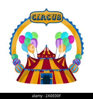 Tente de cirque isolé avec des ballons et du texte - Vector illustration Illustration de Vecteur