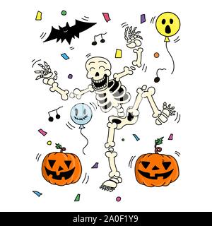 Halloween party. vector illustration squelette danse. Happy Halloween. Illustration de Vecteur