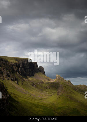 Vue depuis le point de départ de la marche, au nord de Quiraing Portree, Isle of Sky. Banque D'Images