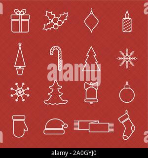 Ligne de Noël icons set pour le web design et les jours fériés Illustration de Vecteur