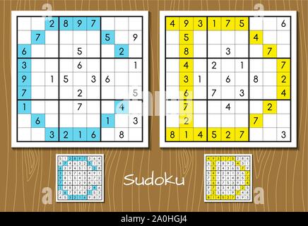 Vector set Sudoku avec des réponses. C, D Lettres Illustration de Vecteur
