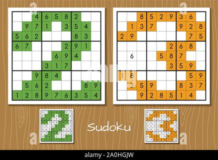 Jeu de Sudoku avec les réponses. 2, 3 numéros Illustration de Vecteur