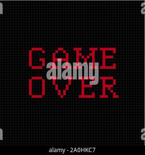 Game Over. Message texte pixel vectoriel Illustration de Vecteur
