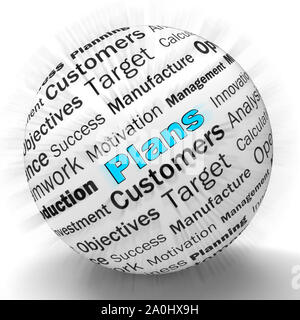 Concept Plans icône signifie que la préparation et l'organisation d'un projet. Plan d'arrangements ou les objectifs stratégiques - 3d illustration Banque D'Images