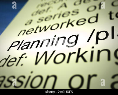 Concept de planification icône signifie que la préparation et l'organisation d'un projet. Plan d'arrangements ou les objectifs stratégiques - 3d illustration Banque D'Images