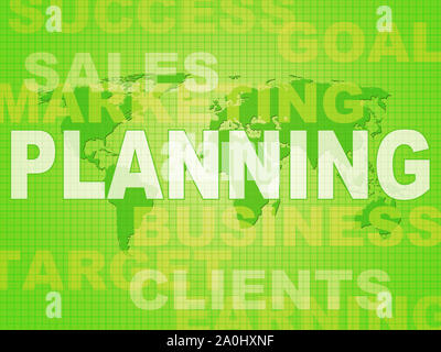 Concept de planification icône signifie que la préparation et l'organisation d'un projet. Plan d'arrangements ou les objectifs stratégiques - 3d illustration Banque D'Images