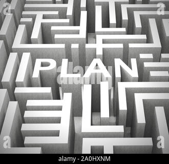 Concept Plan icône signifie que la préparation et l'organisation d'un projet. Plan d'arrangements ou les objectifs stratégiques - 3d illustration Banque D'Images