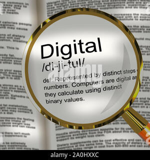 Concept Définition numérique représente la technologie informatisée. L'information numérisée et des cyber-informatique - 3d illustration Banque D'Images