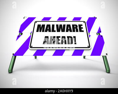 L'avant garde signifie Malware virus informatique ou pirate prêt. Méfiez-vous d'attaque ou de danger de virus informatique - 3d illustration Banque D'Images