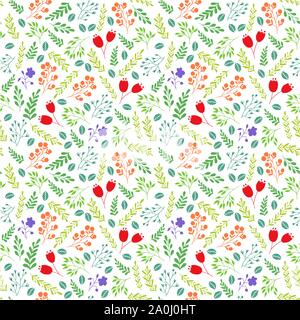 Vector Floral motif transparent coloré avec des fleurs et plantes de jardin Illustration de Vecteur