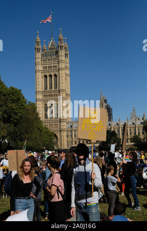 Millbank, Londres, Royaume-Uni. 20 septembre 2019. Les élèves et l'école les enfants prenant part à la grève à l'échelle mondiale pour le changement climatique dans le centre de Londres. Crédit : Matthieu Chattle/Alamy Live News Banque D'Images