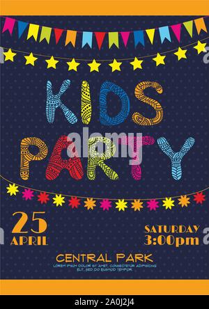 Kids party invitation poster Illustration de Vecteur