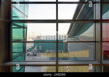 DOHA, QATAR - 17 JUN 2019- Vue de l'aérogare à l'Aéroport International Hamad (DOH) a ouvert ses portes en 2014 comme le nouvel aéroport international de Doha. Banque D'Images