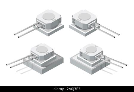 L'artillerie de l'armée militarisée isométrique Illustration de Vecteur