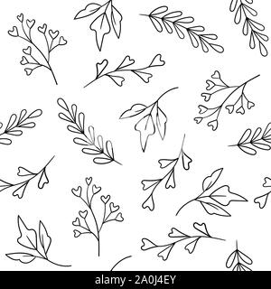 Vector floral pattern transparente, les plantes à la main Illustration de Vecteur