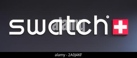 KOELN, ALLEMAGNE - circa 2019 AOÛT : Swatch sign Banque D'Images