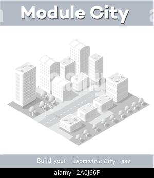 Centre-ville zone module isométrique Illustration de Vecteur