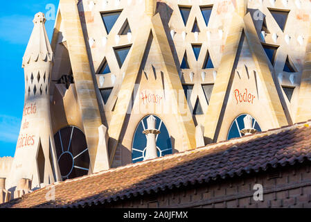 Barcelone, Espagne - 31 MAI 2019 : Façade d'Sangrada Familia Banque D'Images
