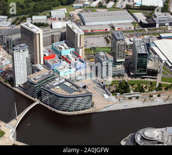 Vue aérienne de MediaCity Salford à Qays Banque D'Images