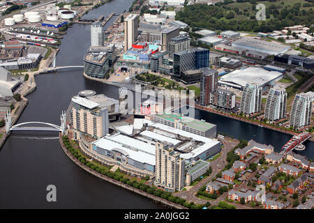 Vue aérienne de MediaCity Salford à Qays Banque D'Images